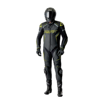 RST S1 D3O Leather Suit - Black / Grey / Flo Yellow