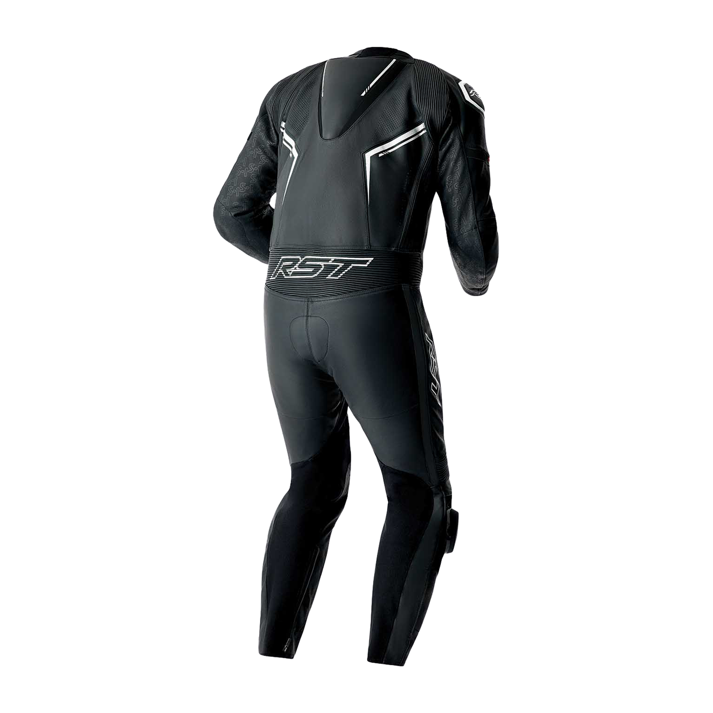 RST S1 D3O Leather Suit - Black / Black / White