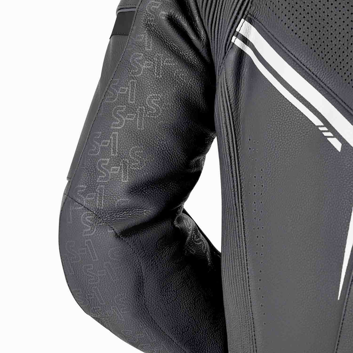 RST S1 D3O Leather Suit - Black / Black / White