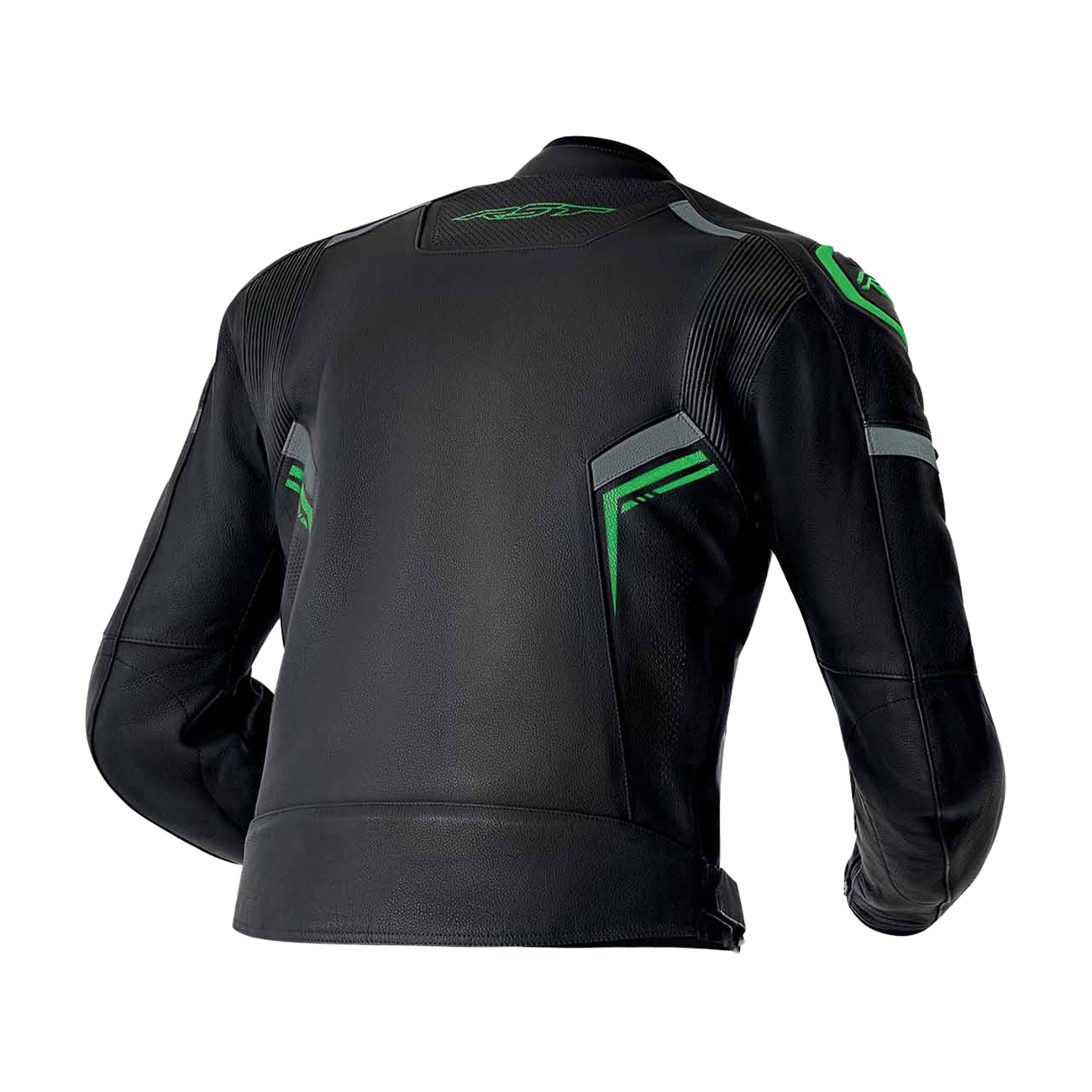 RST S1 D3O Leather Jacket - Black / Grey / Flo Green