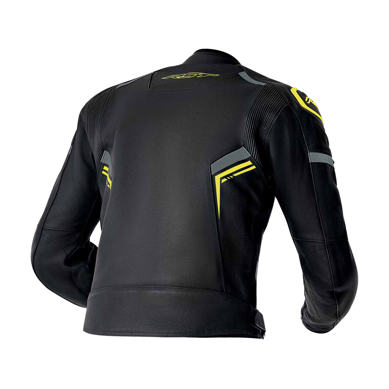 RST S1 D3O Leather Jacket - Black / Grey / Flo Yellow