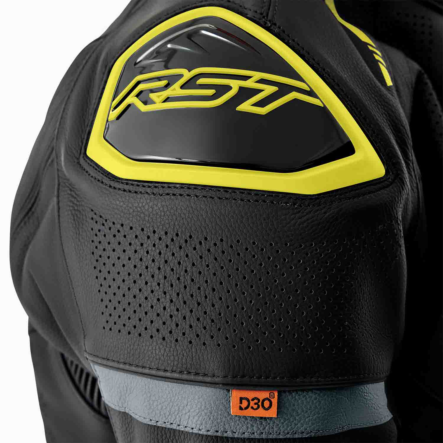 RST S1 D3O Leather Jacket - Black / Grey / Flo Yellow