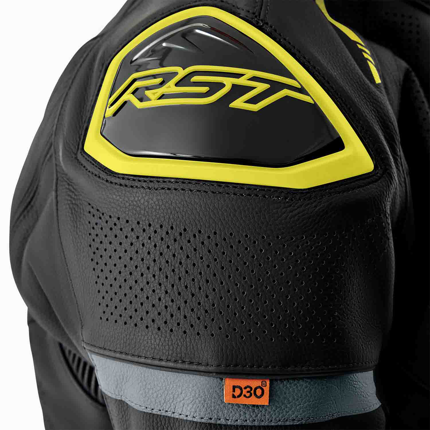 RST S1 D3O Leather Jacket - Black / Grey / Flo Yellow