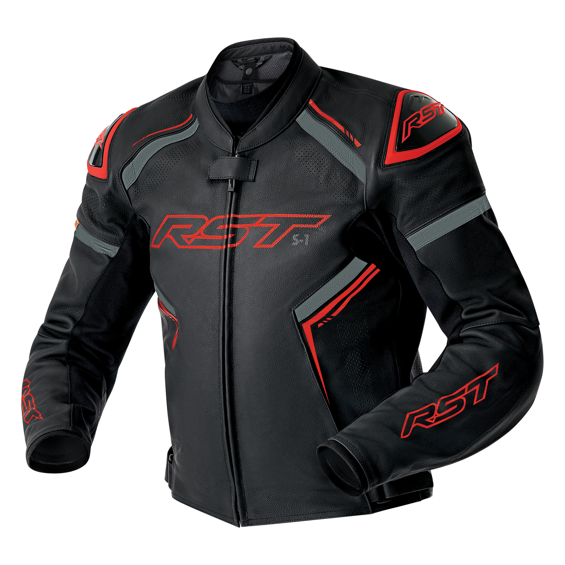 RST S1 D3O Leather Jacket - Black /  Grey / Red