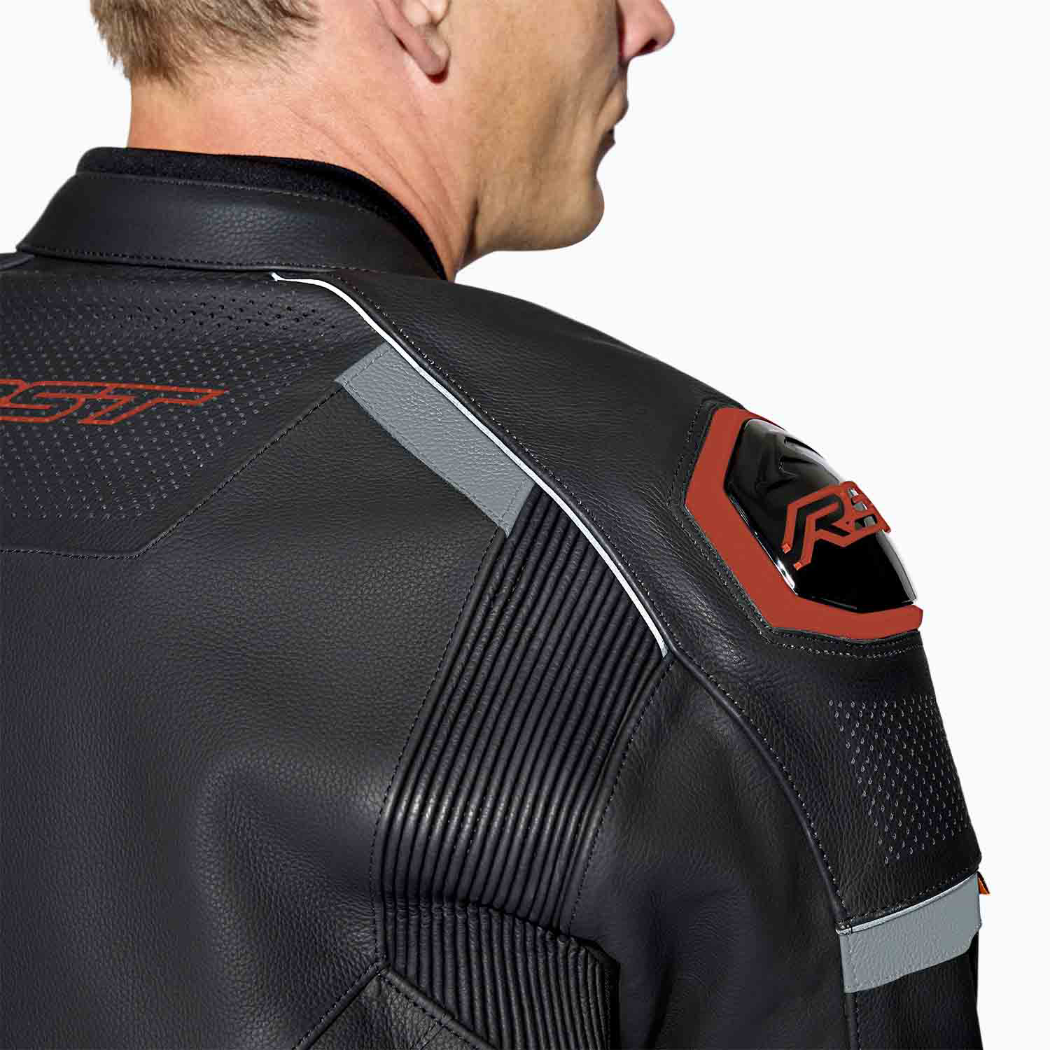 RST S1 D3O Leather Jacket - Black /  Grey / Red