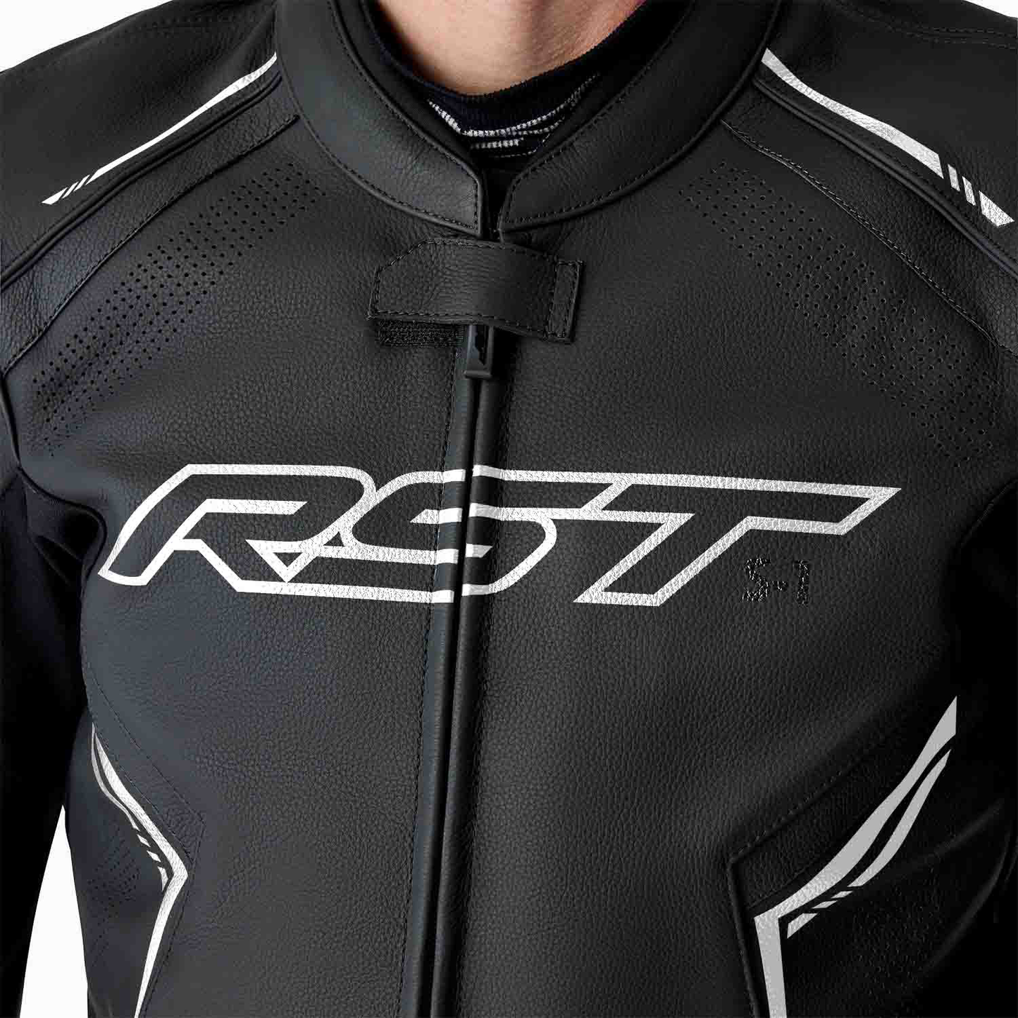 RST S1 D3O Leather Jacket - Black / Black / White