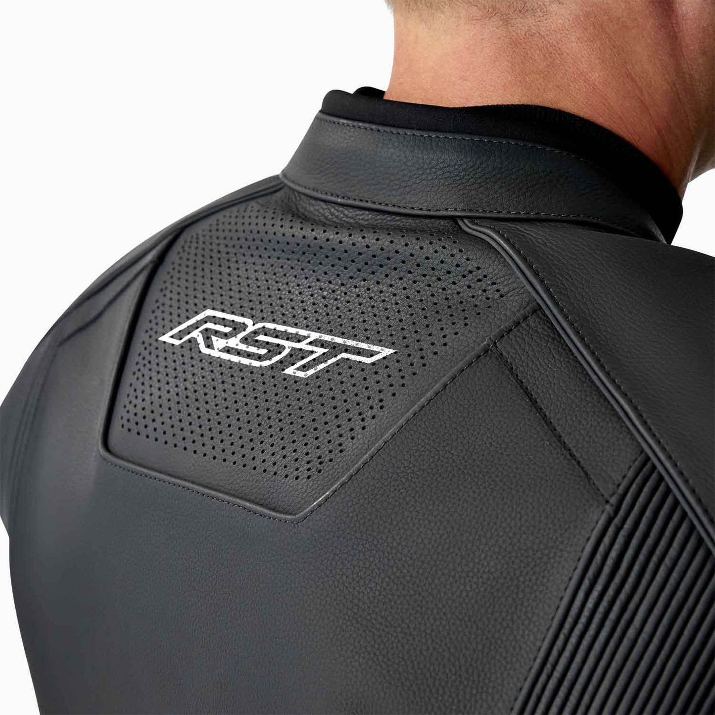 RST S1 D3O Leather Jacket - Black / Black / White