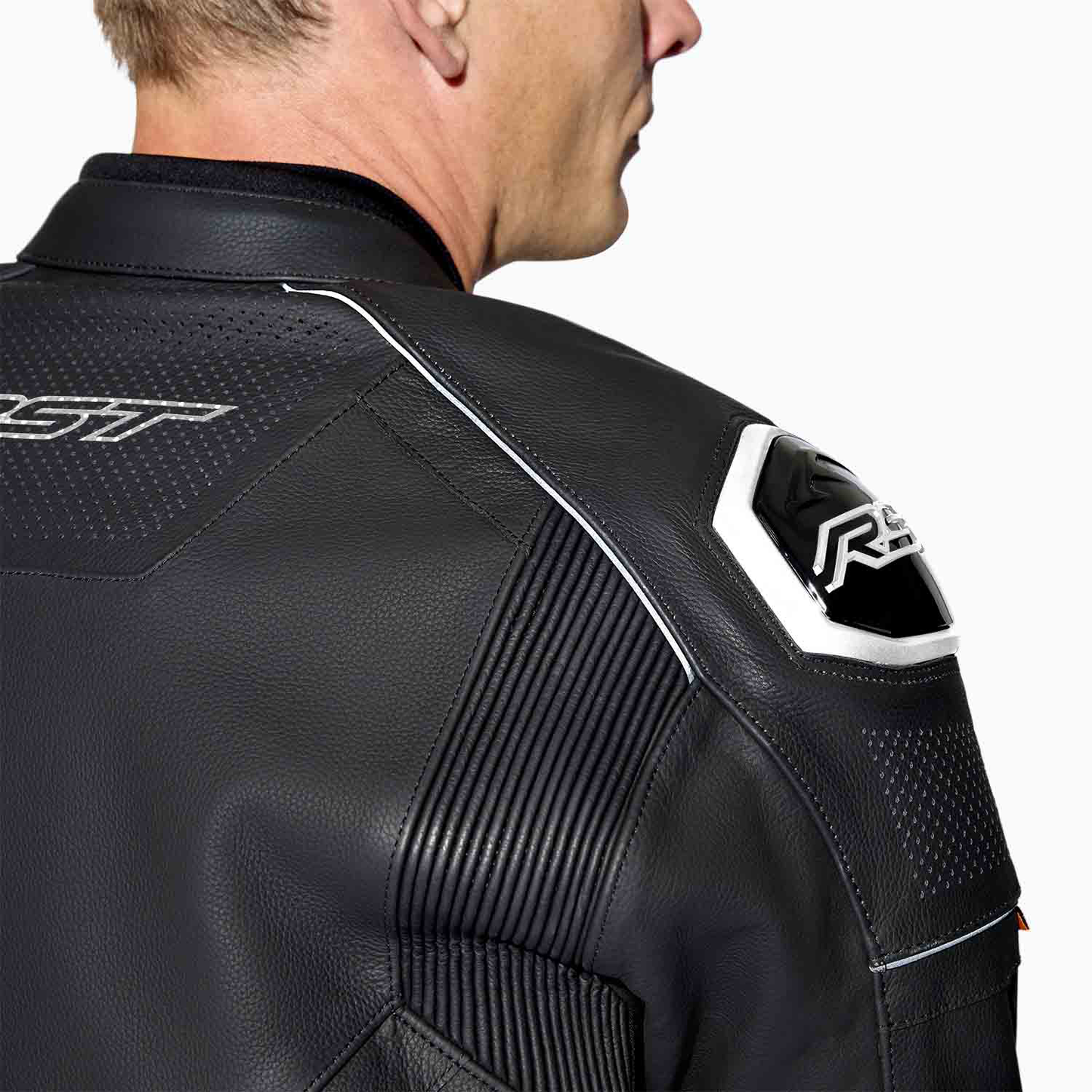 RST S1 D3O Leather Jacket - Black / Black / White