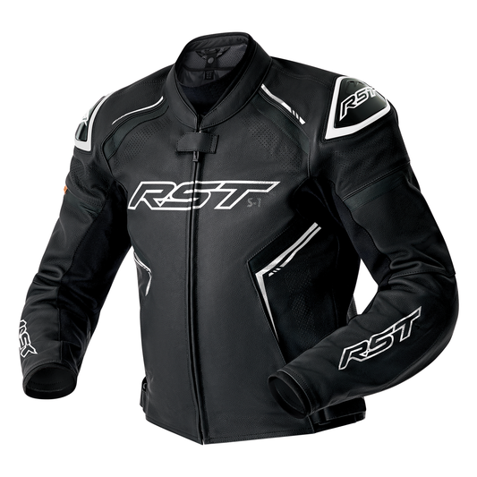 RST S1 D3O Leather Jacket - Black / Black / White