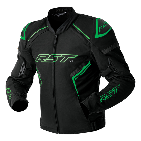 RST S1 D3O Textile Jacket - Black / Grey / Flo Green