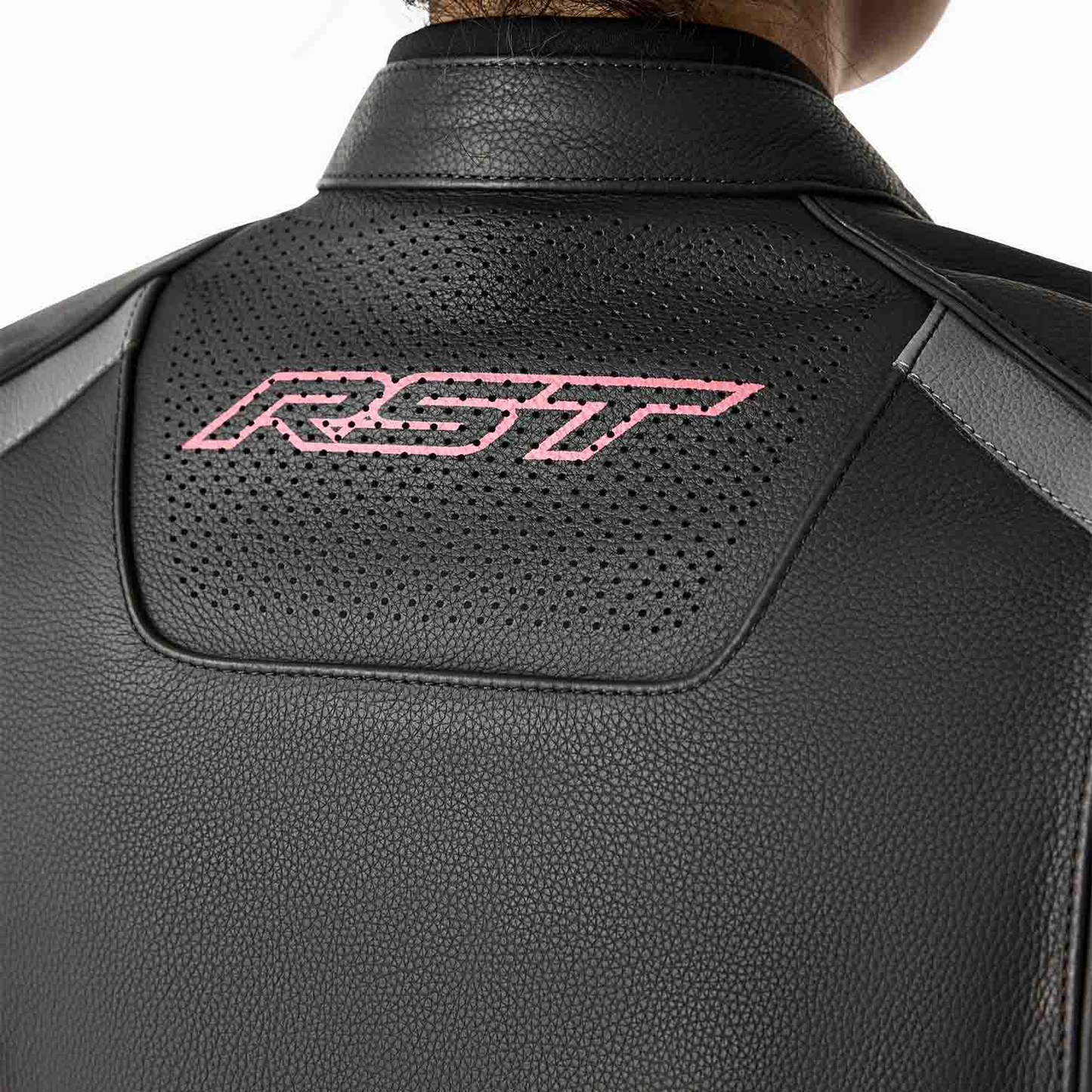 RST S1 D3O Ladies Leather Jacket - Black / Flo Pink