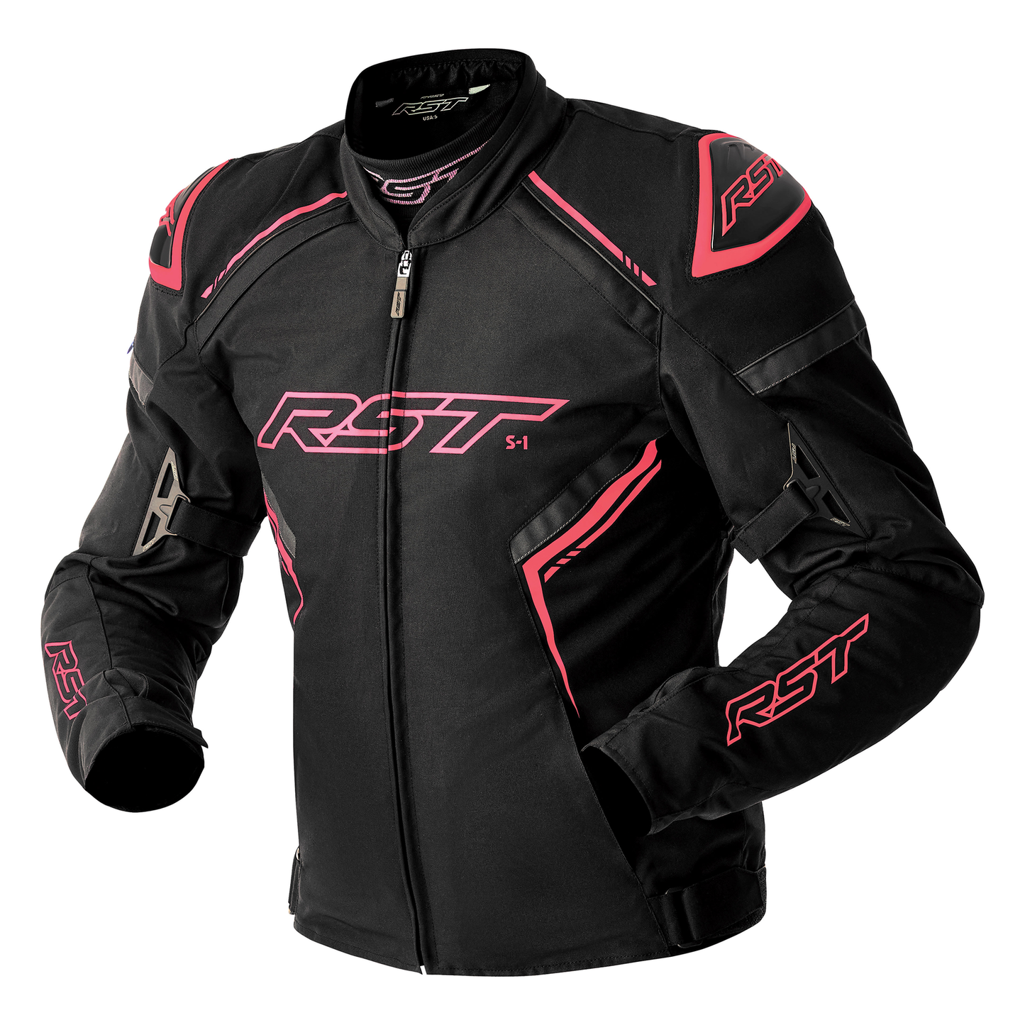 RST S1 D3O Ladies Textile Jacket - Black / Flo Pink