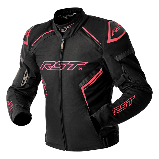 RST S1 D3O Ladies Textile Jacket - Black / Flo Pink