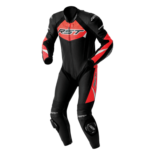 RST Tractech Evo D3O Leather Suit - Black / Flo Red