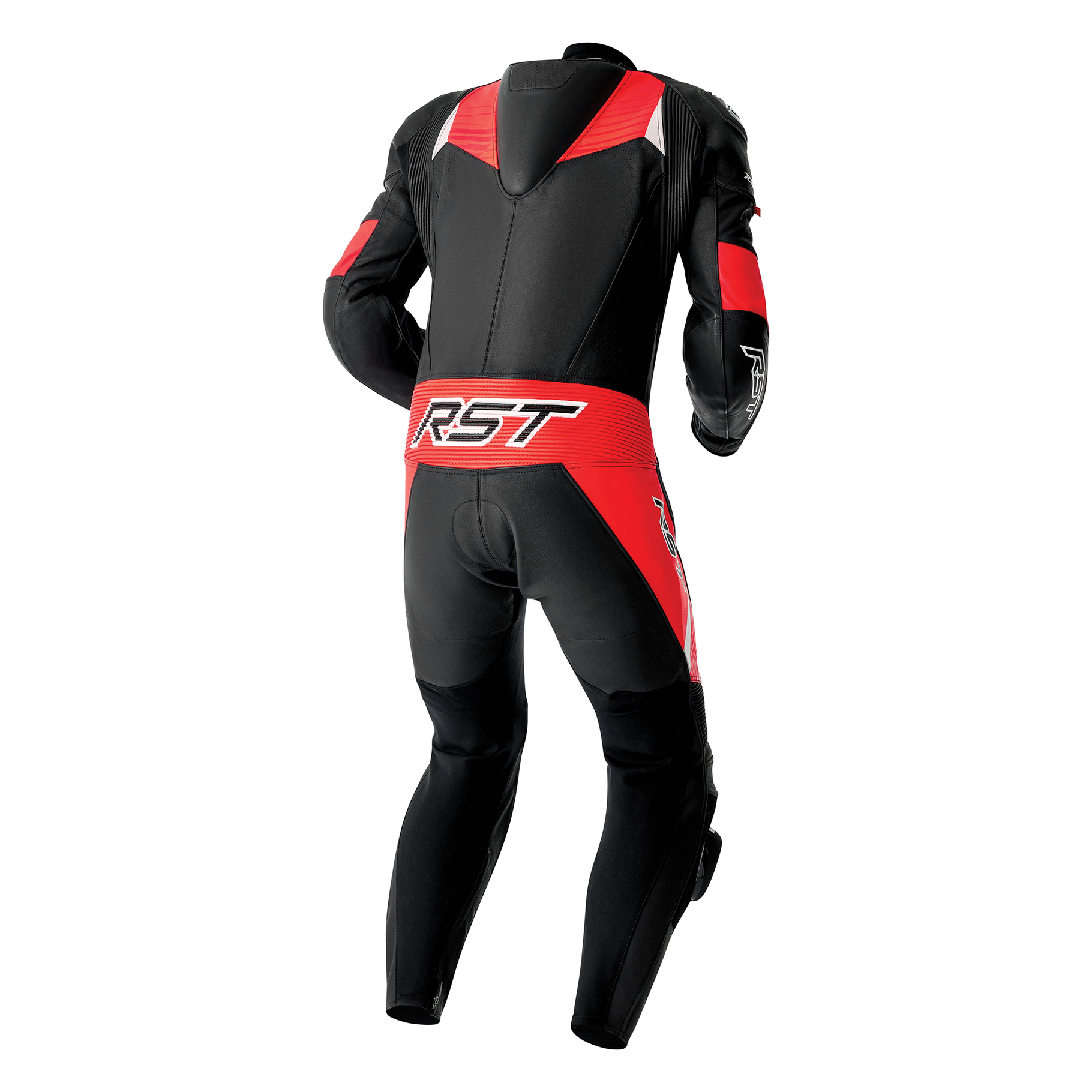 RST Tractech Evo D3O Leather Suit - Black / Flo Red