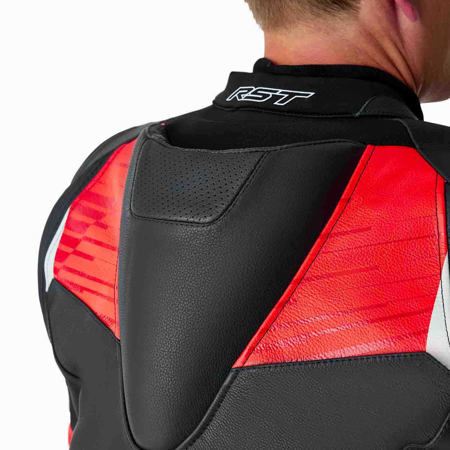 RST Tractech Evo D3O Leather Jacket - Black / Flo Red