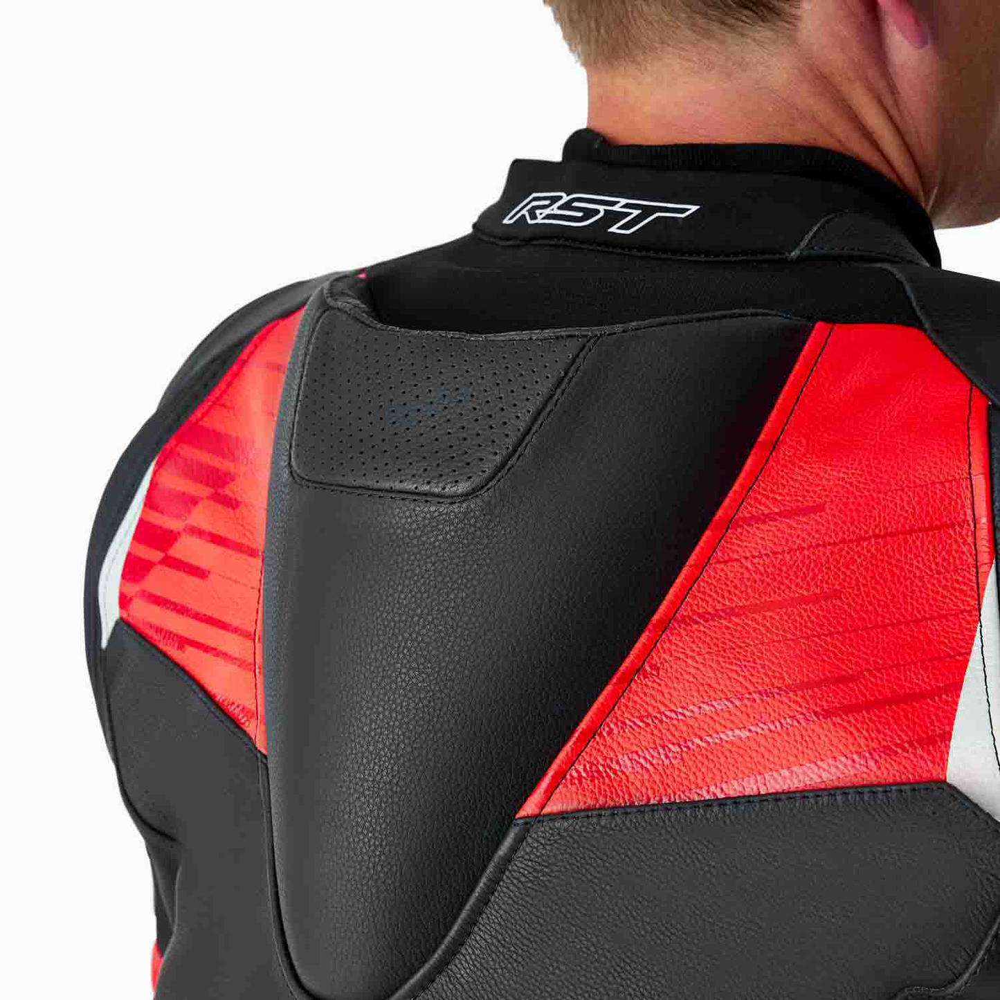 RST Tractech Evo D3O Leather Jacket - Black / Flo Red