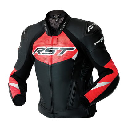 RST Tractech Evo D3O Leather Jacket - Black / Flo Red