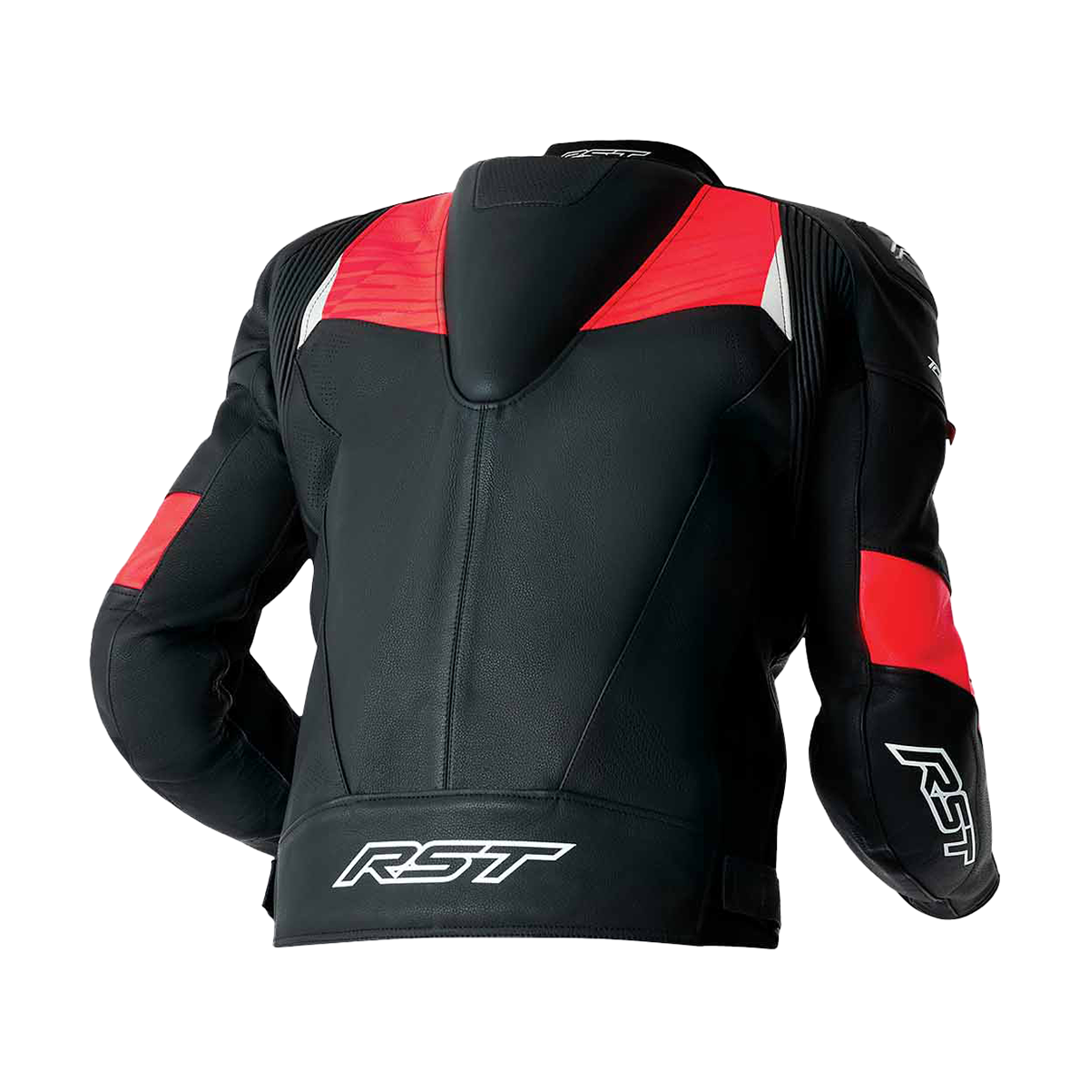 RST Tractech Evo D3O Leather Jacket - Black / Flo Red