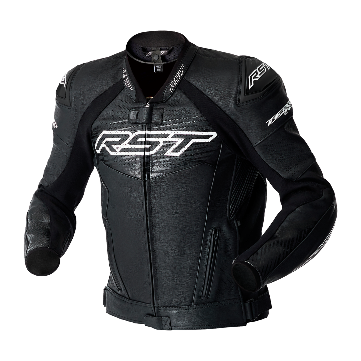 RST Tractech Evo D3O Leather Jacket - Black / White