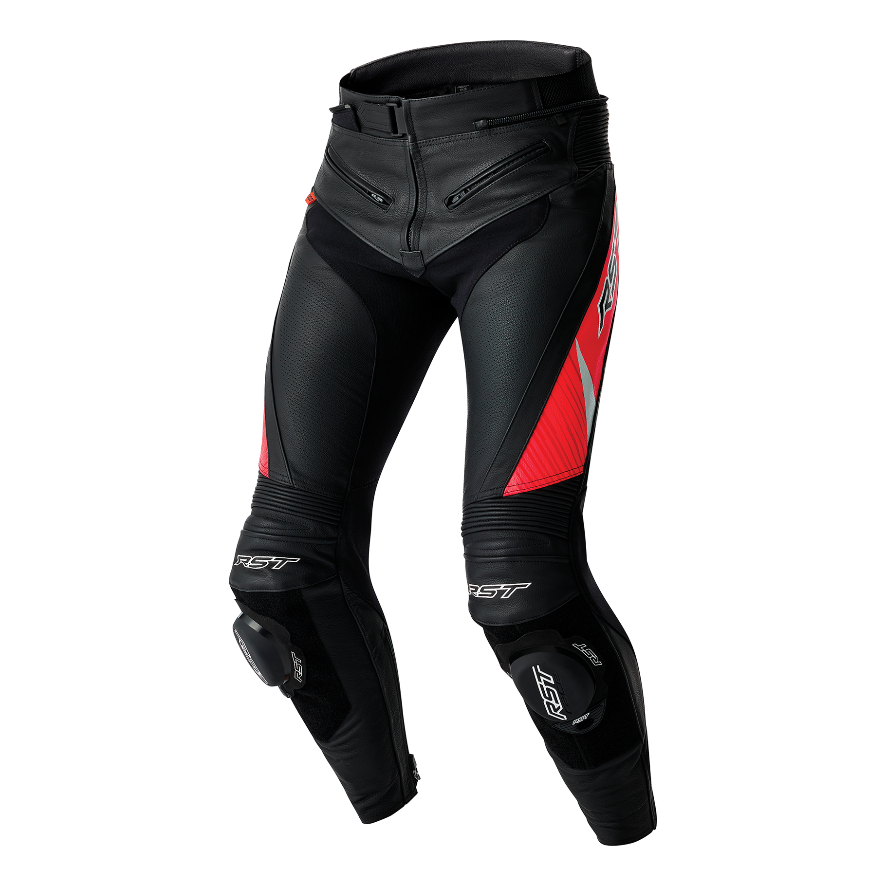 RST Tractech Evo D3O Leather Pants - Black / Flo Red