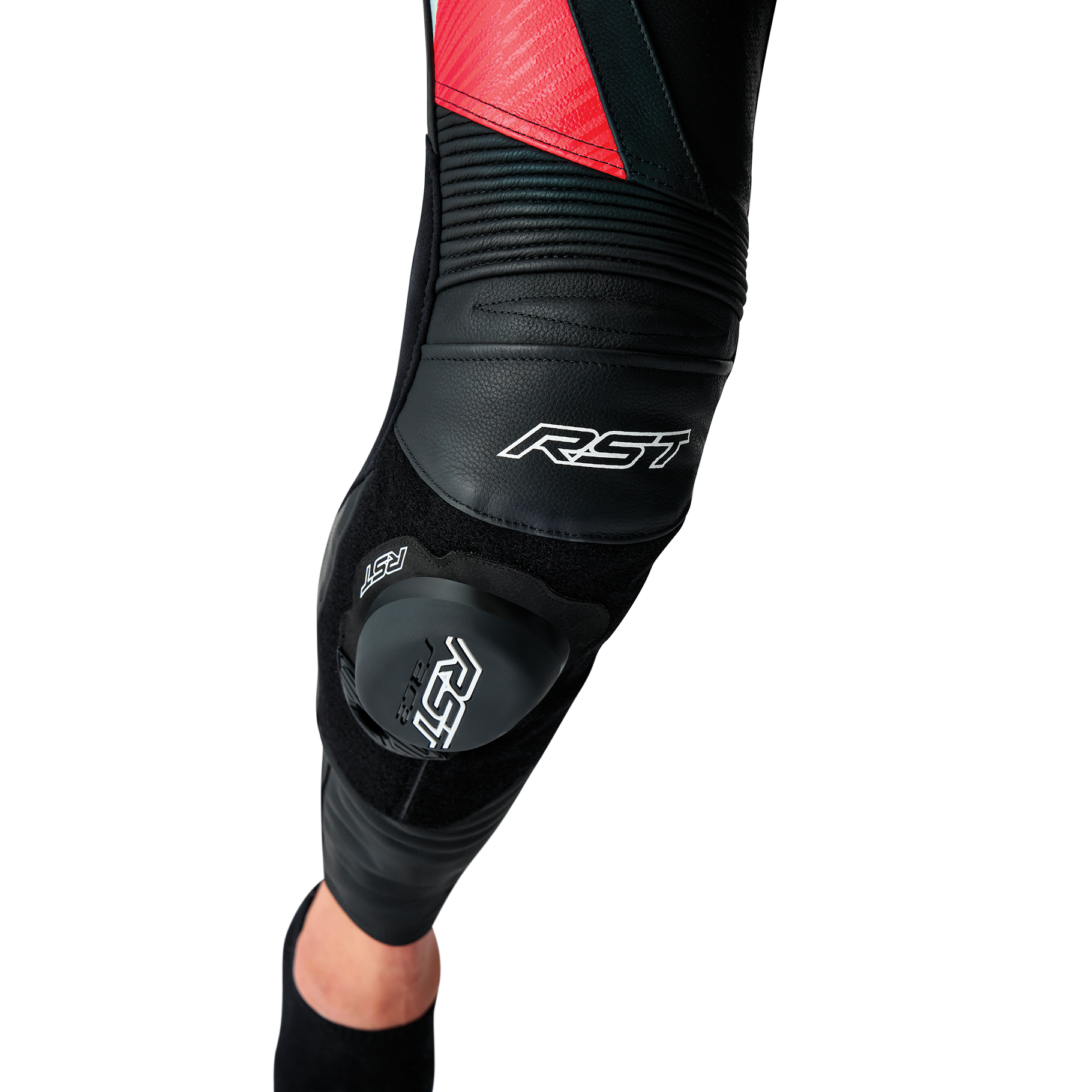 RST Tractech Evo D3O Leather Pants - Black / Flo Red