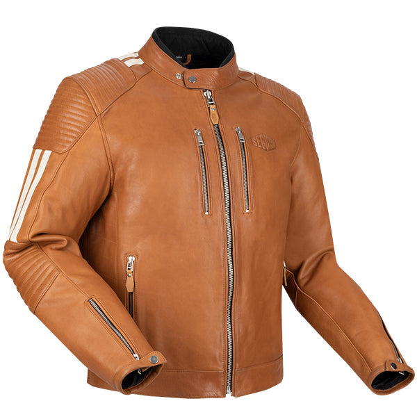 Segura Orion Leather Jacket - Camel / White