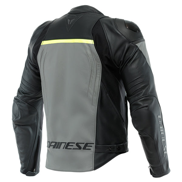 Dainese Racing 4 Leather Jacket - 09F Black / Tibetan Platinum / White