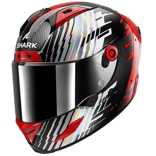 Shark Aeron Edgy Full Face Carbon Helmet DRU - Red / White