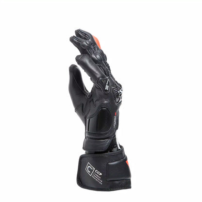 Dainese Carbon 4 Long Ladies Leather Gloves - Black / White / Fluo-Red