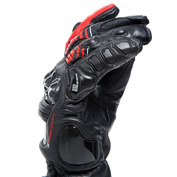 Dainese Druid 4 Leather Gloves - Black / Lava-Red / White