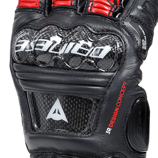 Dainese Druid 4 Leather Gloves - Black / Lava-Red / White