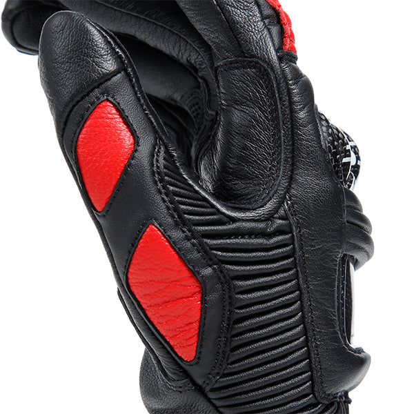 Dainese Druid 4 Leather Gloves - Black / Lava-Red / White