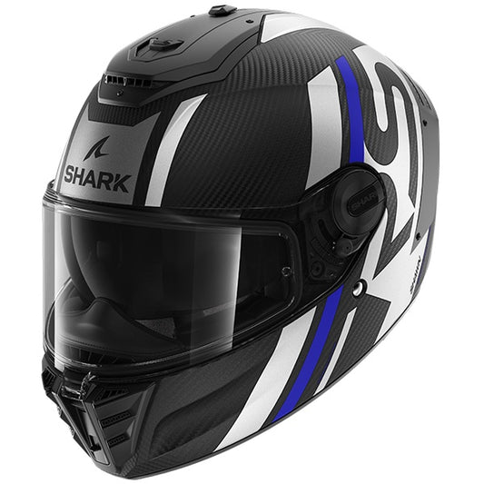 Shark Spartan RS Carbon Helmet Shawn Mat DBS - Black / Blue / Silver -- FREE DARK VISOR --