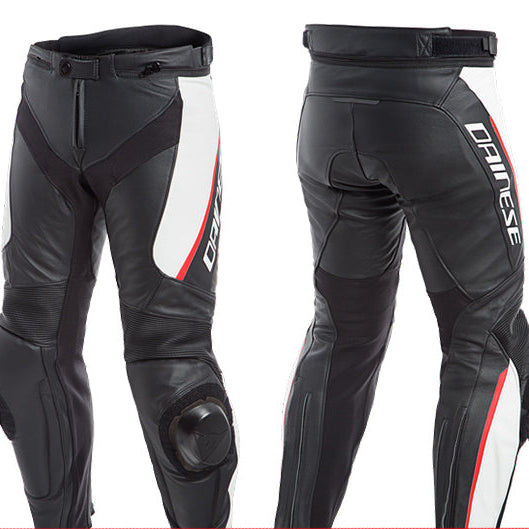 Dainese Delta 3 Mens Leather Pants - Black / White / Red