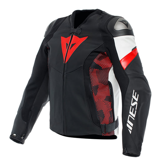 Dainese Avro 5 Leather Jacket - A77 Black / Lava Red / White