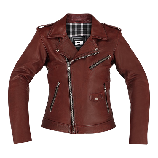 Richa Brighton Ladies Leather Jacket - Burgundy