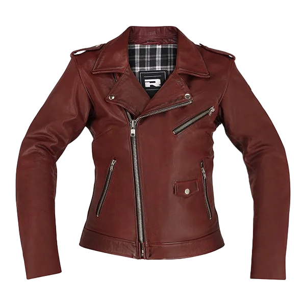 Richa Brighton Ladies Leather Jacket - Burgundy