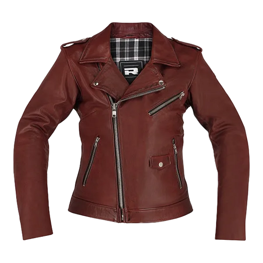 Richa Brighton Ladies Leather Jacket - Burgundy