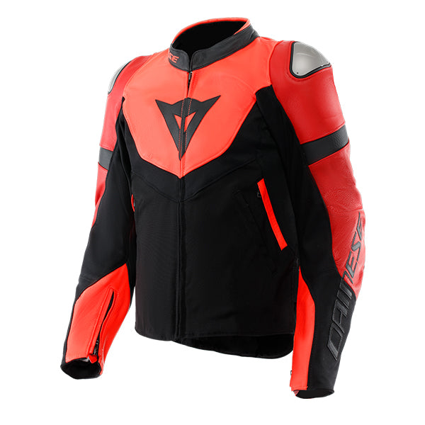 Dainese Iperattiva Leather Textile Jacket 779 - Fluo Red / Black