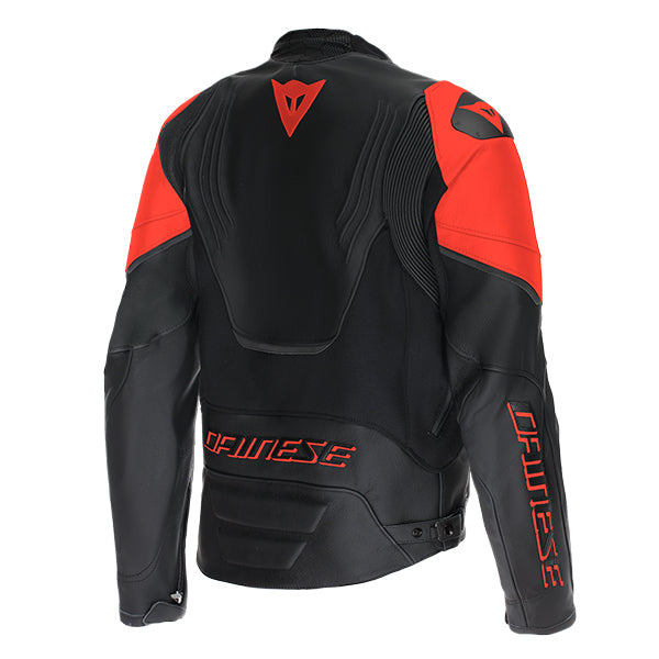 Dainese Racing 5 Leather Jacket - Black / Black / Red Fluo