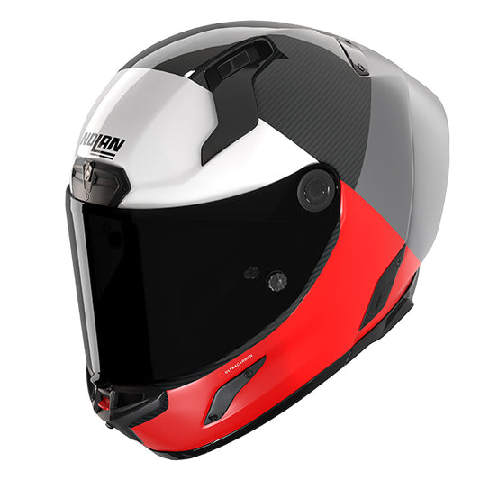 Nolan X-804 RS Carbon Blocco 369 - Carbonio / Grigio Lava / Rosso / Bianco