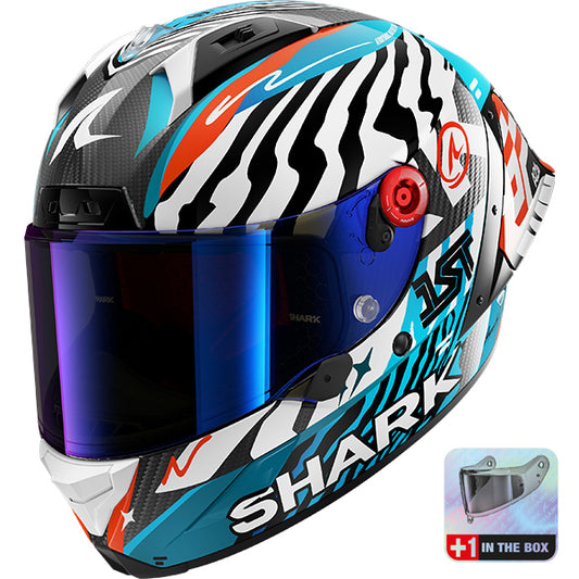 Shark Aeron-GP FIM 2 Speed-Fancy DWB - Carbon / White / Blue