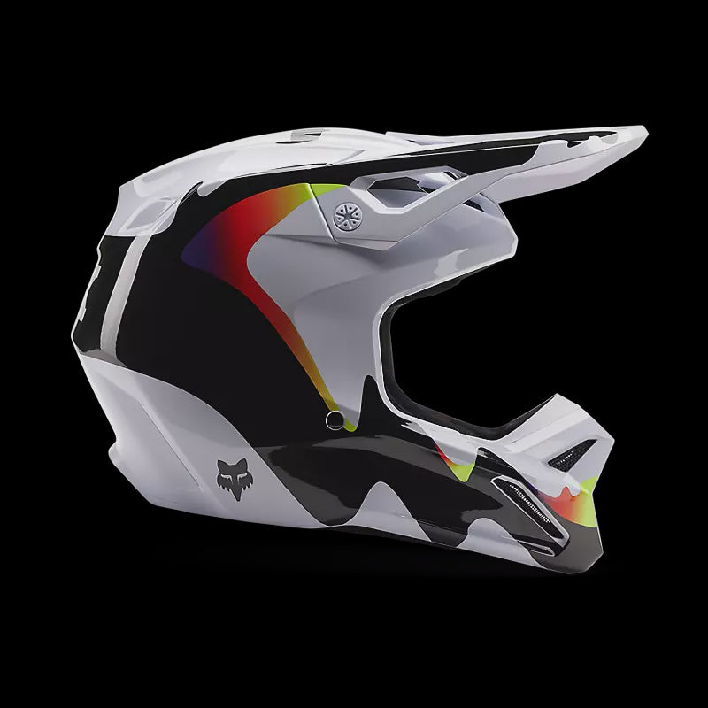 Fox V1 Kozmik Motocross Off-Road Helmet - Black / White