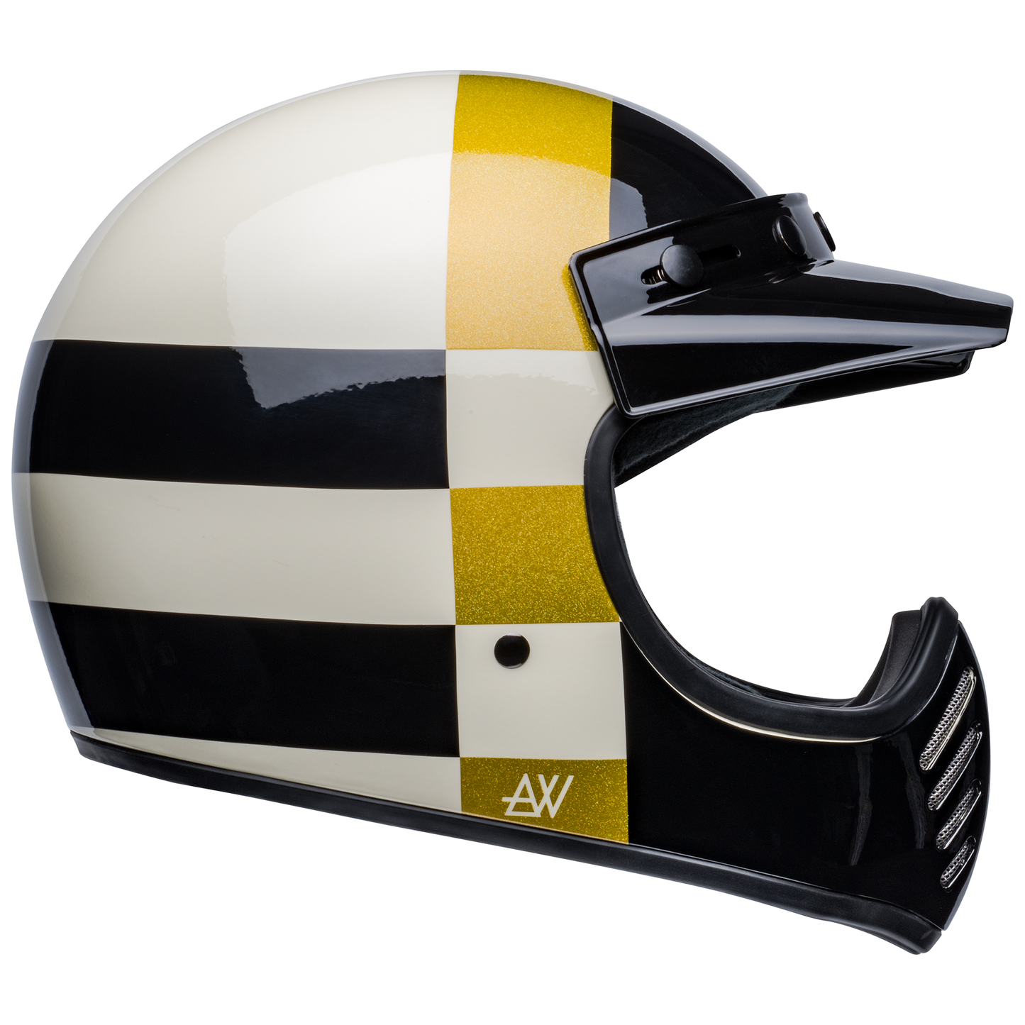 Bell Moto 3 Retro Helmet - ATWYLD Orbit Gold / White / Black