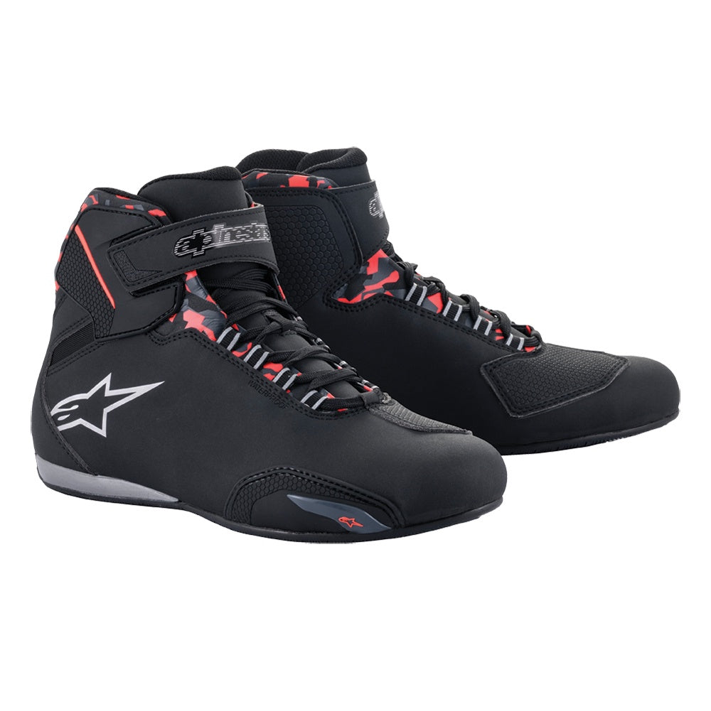 Sektor Waterproof Motorcycle Shoe - Black / Dark Grey / Red Fluo