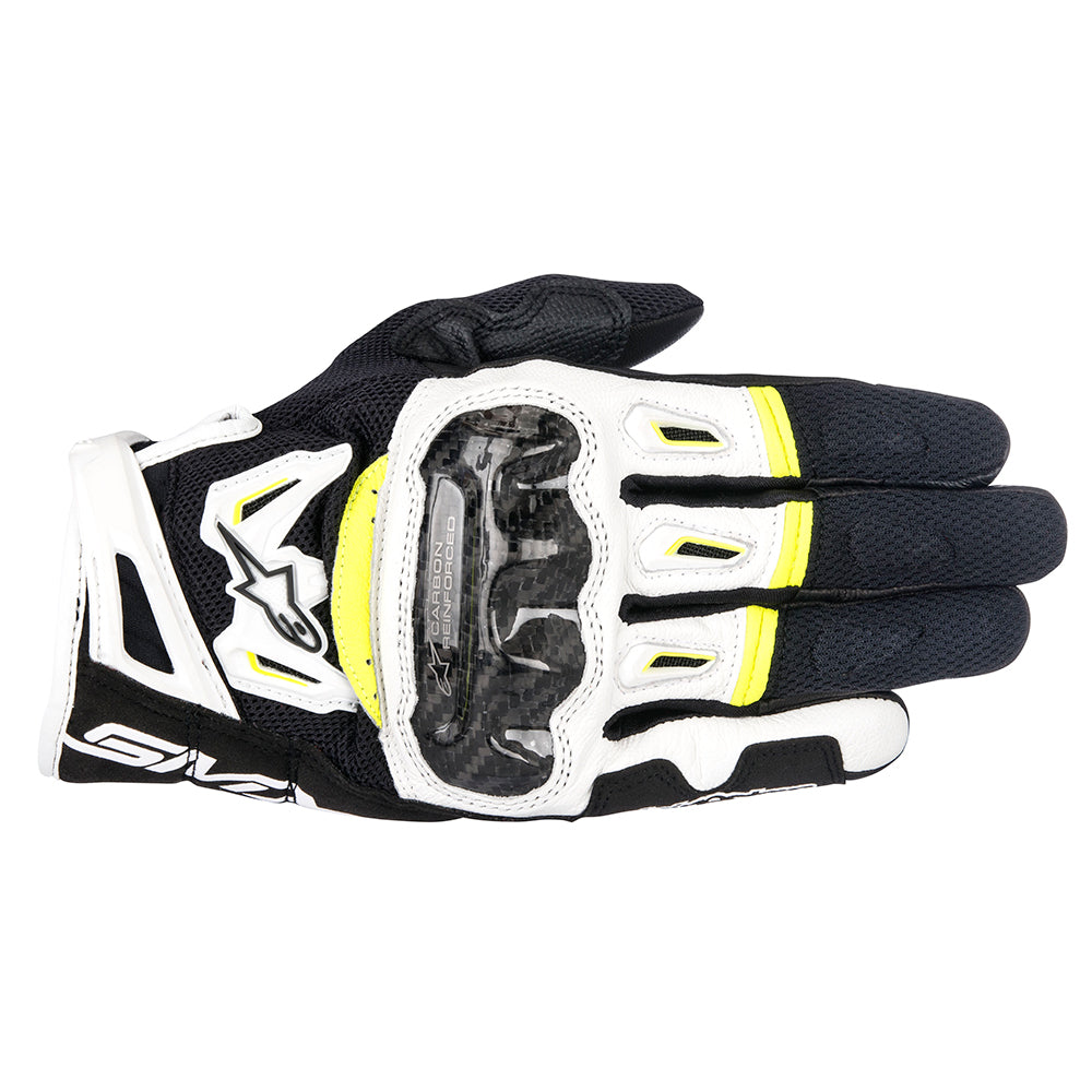 Alpinestars SMX 2 Air Carbon V2 Gloves - Black / White / Yellow Fluo