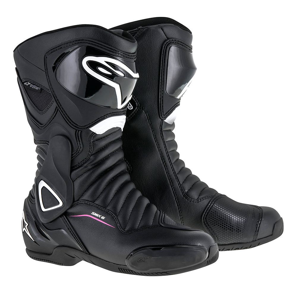 Alpinestars Stella Ladies SMX 6 v2 Leather Boots Drystar Waterproof - Black / White / Fuchsia