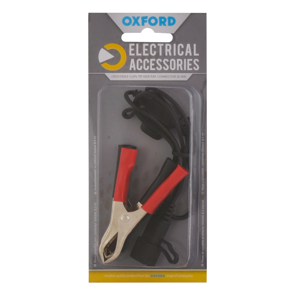 Oxford Crocodile clips to USA / SAE connector (0.5mtr lead)