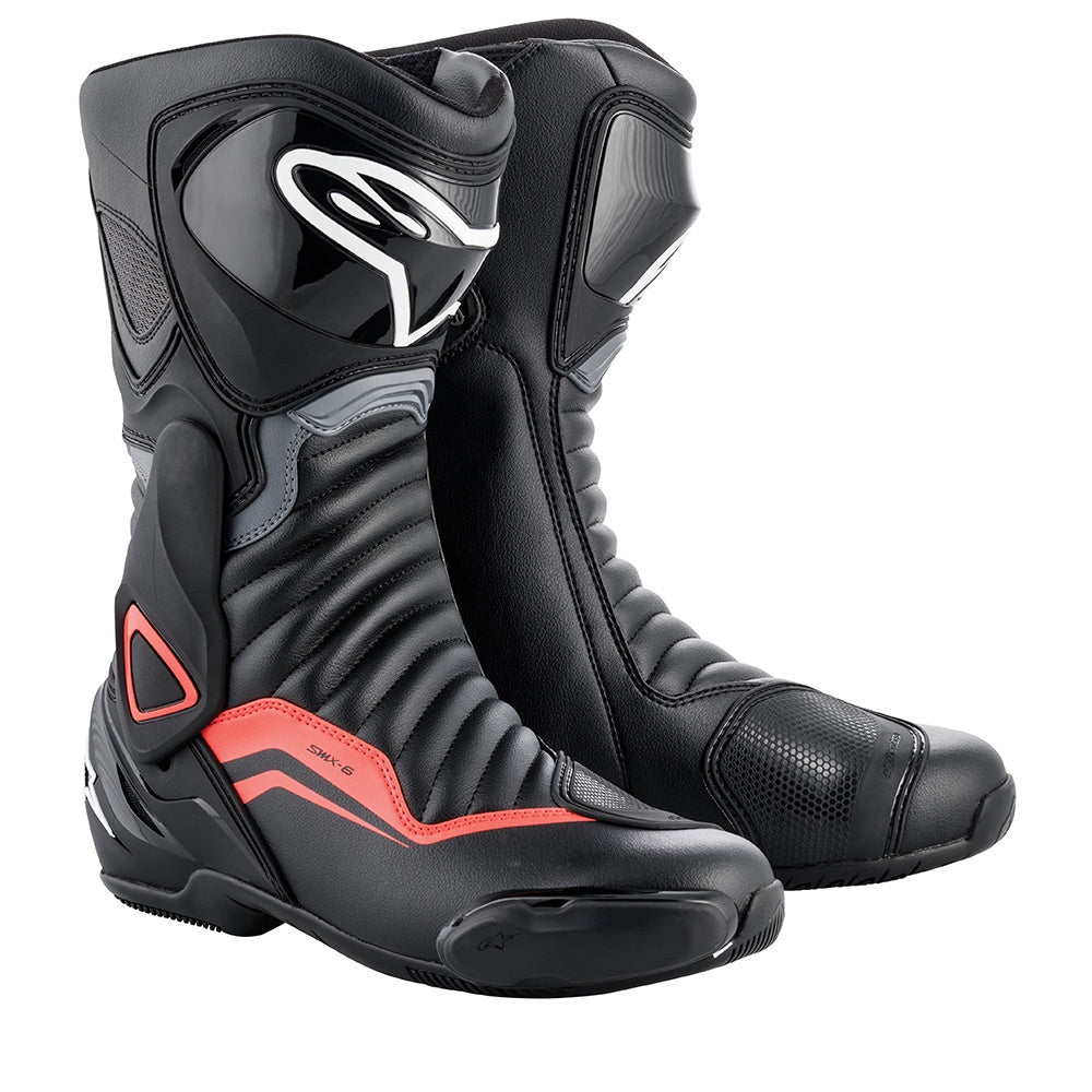 Alpinestars SMX 6 v2 Boots - Black Grey & Red Fluo